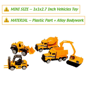 Wholesale 6 Pack Assorted Engineering Vehicles Set,Original Color Mini Model Construction Cars Toy
