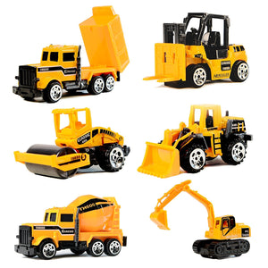 Wholesale 6 Pack Assorted Engineering Vehicles Set,Original Color Mini Model Construction Cars Toy