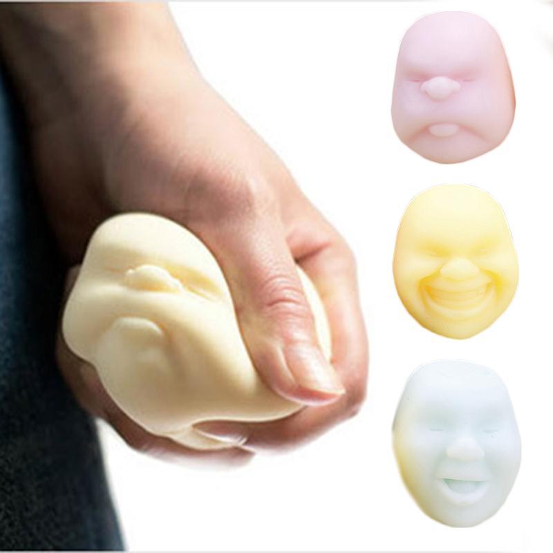 Wholesale Small Human Face Squishy Stress Relieve Toy Mixed Colors - 10 Pack